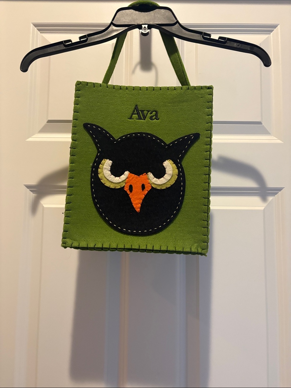Pottery Barn Kids Green Felt Owl Tote with Name- Felt material
